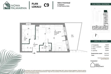 Rzut - Mieszkanie na sprzedaż 2 pokoje o powierzchni 50,27 m² - numer C09 w Nowa Palmiarnia