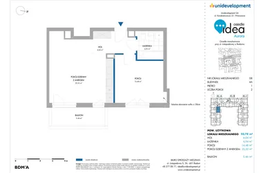Rzut - Mieszkanie na sprzedaż 2 pokoje o powierzchni 50,93 m² - numer 4A/8 w Osiedle Idea Aurora
