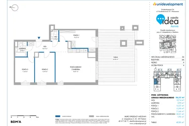 Rzut - Mieszkanie na sprzedaż 4 pokoje o powierzchni 86,72 m² - numer 4A/36 w Osiedle Idea Aurora