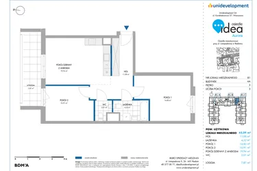 Rzut - Mieszkanie na sprzedaż 3 pokoje o powierzchni 63,24 m² - numer 4A/81 w Osiedle Idea Aurora