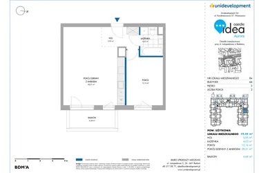Rzut - Mieszkanie na sprzedaż 2 pokoje o powierzchni 49,52 m² - numer 4A/84 w Osiedle Idea Aurora