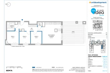 Rzut - Mieszkanie na sprzedaż 4 pokoje o powierzchni 78,19 m² - numer 4A/94 w Osiedle Idea Aurora