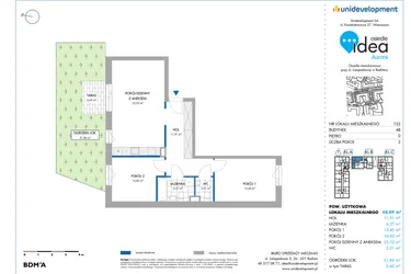 Rzut - Mieszkanie na sprzedaż 3 pokoje o powierzchni 68,3 m² - numer 4B/132 w Osiedle Idea Aurora