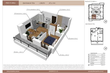 Rzut - Mieszkanie na sprzedaż 2 pokoje o powierzchni 38,32 m² - numer M19 w Przy Parku etap II