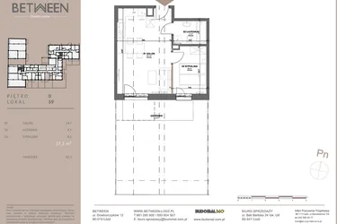 Rzut - Mieszkanie na sprzedaż 2 pokoje o powierzchni 37,3 m² - numer 59 w BETWEEN