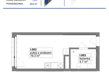 Rzut - Mieszkanie na sprzedaż 1 pokój o powierzchni 39,9 m² - numer 3 w Reda City etap III
