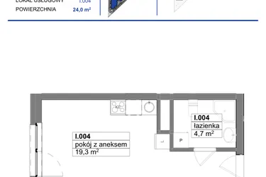 Rzut - Mieszkanie na sprzedaż 1 pokój o powierzchni 24 m² - numer 4 w Reda City etap III