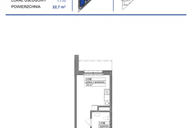 Rzut - Mieszkanie na sprzedaż 1 pokój o powierzchni 22,7 m² - numer 110 w Reda City etap III