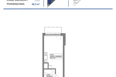 Rzut - Mieszkanie na sprzedaż 1 pokój o powierzchni 28,3 m² - numer 111 w Reda City etap III