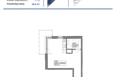 Rzut - Mieszkanie na sprzedaż 1 pokój o powierzchni 54,9 m² - numer 112 w Reda City etap III