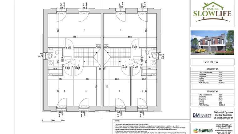 Rzut - Dom na sprzedaż 4 pokoje o powierzchni 96,05 m² - numer 4B w Osiedle Slow Life