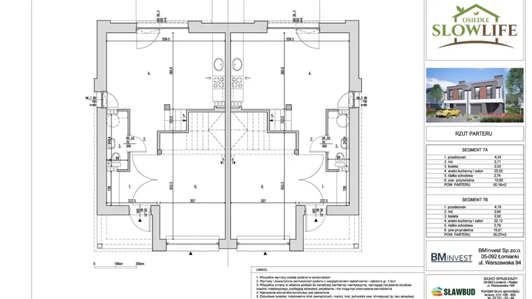 Rzut - Dom na sprzedaż 4 pokoje o powierzchni 96,2 m² - numer 7A w Osiedle Slow Life