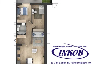 Rzut - Mieszkanie na sprzedaż 3 pokoje o powierzchni 59,92 m² - numer 2 w Północna 26