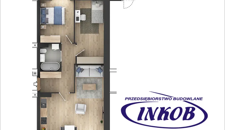 Rzut - Mieszkanie na sprzedaż 3 pokoje o powierzchni 59,92 m² - numer 2 w Północna 26
