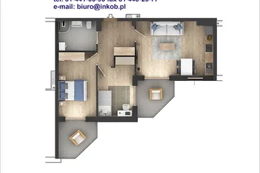 Rzut - Mieszkanie na sprzedaż 3 pokoje o powierzchni 57,59 m² - numer 3 w Północna 26