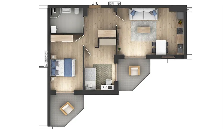 Rzut - Mieszkanie na sprzedaż 3 pokoje o powierzchni 57,59 m² - numer 3 w Północna 26