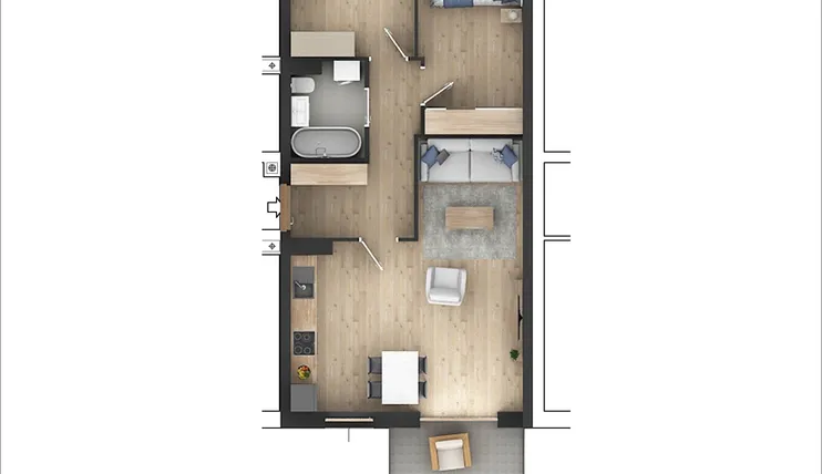 Rzut - Mieszkanie na sprzedaż 3 pokoje o powierzchni 59,96 m² - numer 16 w Północna 26