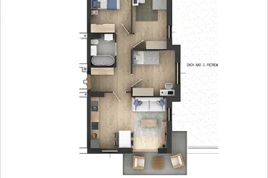Rzut - Mieszkanie na sprzedaż 4 pokoje o powierzchni 61,72 m² - numer 21 w Północna 26