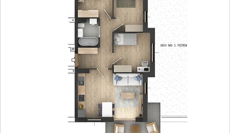 Rzut - Mieszkanie na sprzedaż 4 pokoje o powierzchni 61,72 m² - numer 21 w Północna 26