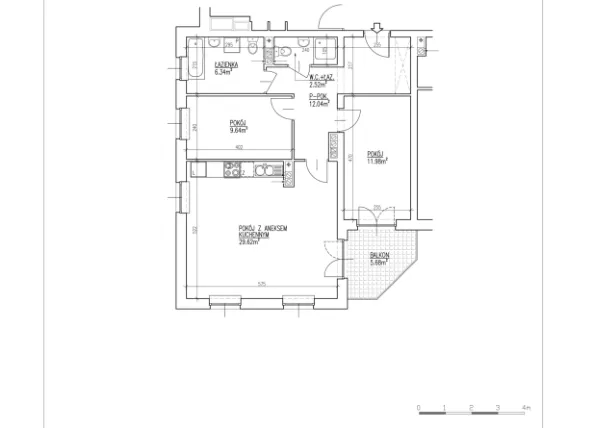 Rzut - Mieszkanie na sprzedaż 3 pokoje o powierzchni 72,14 m² - numer 23 w Północna 26