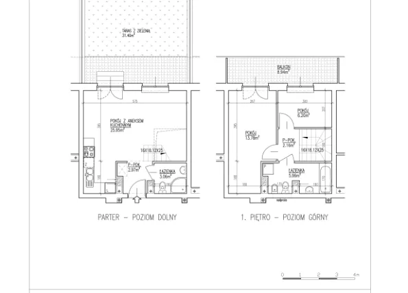 Rzut - Mieszkanie na sprzedaż 3 pokoje o powierzchni 60,08 m² - numer 30 w Północna 26