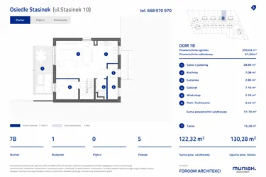 Rzut - Dom na sprzedaż 5 pokoi o powierzchni 123,01 m² - numer 7B w Osiedle Stasinek