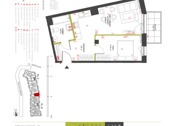 Rzut - Mieszkanie na sprzedaż 2 pokoje o powierzchni 43,46 m² - numer 81 w Na Wspólnej