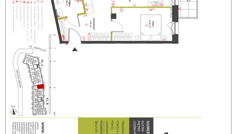 Rzut - Mieszkanie na sprzedaż 2 pokoje o powierzchni 43,46 m² - numer 103 w Na Wspólnej