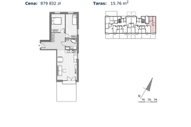 Rzut - Mieszkanie na sprzedaż 3 pokoje o powierzchni 61,96 m² - numer F.1 w Glogera bud. F i G