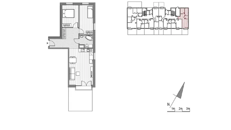 Rzut - Mieszkanie na sprzedaż 3 pokoje o powierzchni 61,96 m² - numer F.1 w Glogera bud. F i G