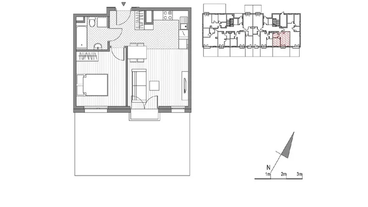 Rzut - Mieszkanie na sprzedaż 2 pokoje o powierzchni 39,79 m² - numer F.2 w Glogera bud. F i G