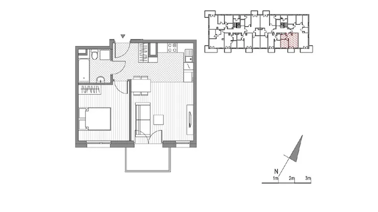 Rzut - Mieszkanie na sprzedaż 2 pokoje o powierzchni 39,85 m² - numer F.6 w Glogera bud. F i G