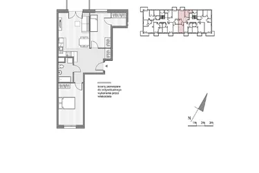 Rzut - Mieszkanie na sprzedaż 3 pokoje o powierzchni 61,68 m² - numer F.8 w Glogera bud. F i G