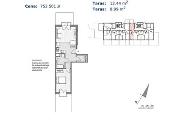 Rzut - Mieszkanie na sprzedaż 2 pokoje o powierzchni 47,93 m² - numer G.4 w Glogera bud. F i G
