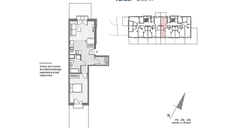 Rzut - Mieszkanie na sprzedaż 2 pokoje o powierzchni 47,93 m² - numer G.4 w Glogera bud. F i G