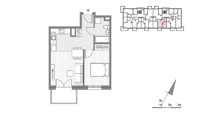 Rzut - Mieszkanie na sprzedaż 2 pokoje o powierzchni 38,94 m² - numer G.11 w Glogera bud. F i G