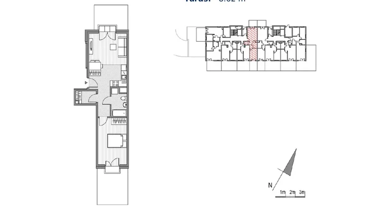 Rzut - Mieszkanie na sprzedaż 2 pokoje o powierzchni 45,29 m² - numer G.16 w Glogera bud. F i G