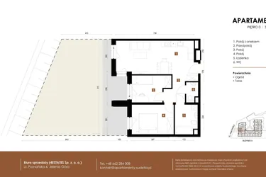 Rzut - Mieszkanie na sprzedaż 3 pokoje o powierzchni 55,84 m² - numer A 0.04 w Apartamenty Sudetia