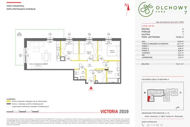 Rzut - Mieszkanie na sprzedaż 4 pokoje o powierzchni 73,8 m² - numer 34 w Olchowy Park VII