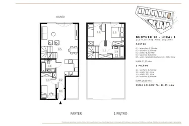 Rzut - Mieszkanie na sprzedaż 3 pokoje o powierzchni 85,22 m² - numer B10/M1 w Wille Estezja