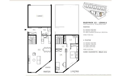 Rzut - Mieszkanie na sprzedaż 3 pokoje o powierzchni 101,11 m² - numer B12/M1 w Wille Estezja