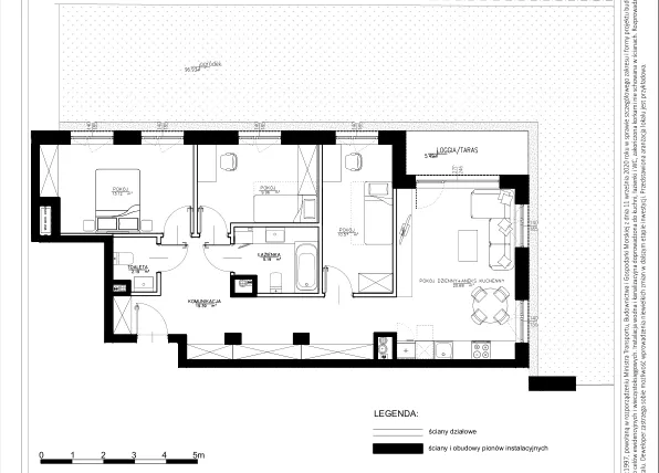 Rzut - Mieszkanie na sprzedaż 4 pokoje o powierzchni 80,35 m² - numer A1 w Osiedle pod Klonami "Klonowa 11"