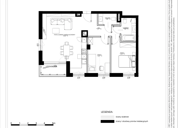 Rzut - Mieszkanie na sprzedaż 3 pokoje o powierzchni 67,54 m² - numer B51 w Osiedle pod Klonami "Klonowa 11"