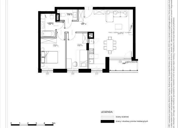 Rzut - Mieszkanie na sprzedaż 3 pokoje o powierzchni 67,11 m² - numer B54 w Osiedle pod Klonami "Klonowa 11"