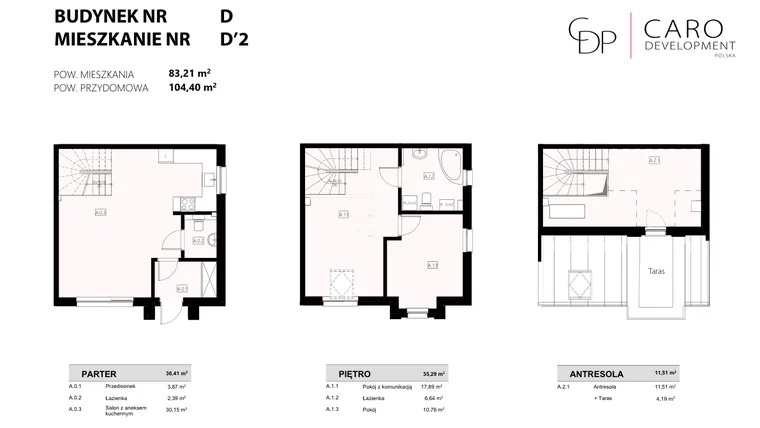 Rzut - Mieszkanie na sprzedaż 4 pokoje o powierzchni 83,21 m² - numer D'2 w Żyzna - Drozdowa