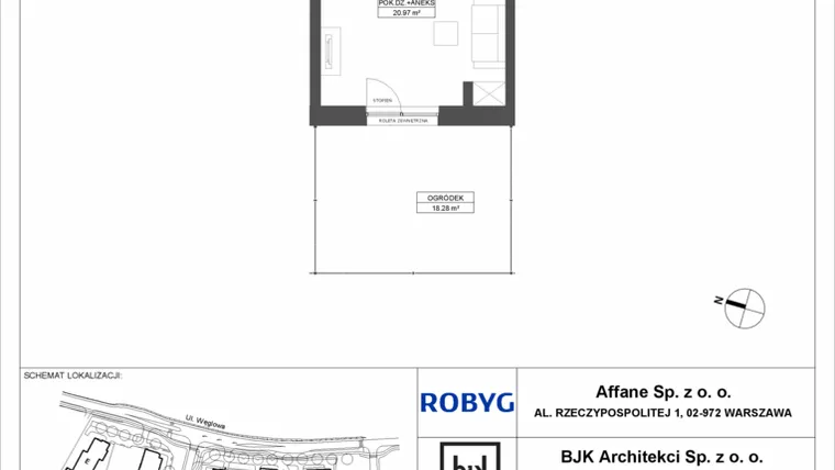 Rzut - Mieszkanie na sprzedaż 1 pokój o powierzchni 32,94 m² - numer A.1M11 w WENDY