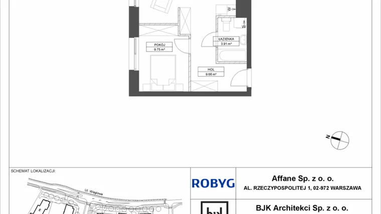 Rzut - Mieszkanie na sprzedaż 2 pokoje o powierzchni 47,91 m² - numer A.2M13 w WENDY