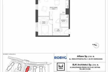 Rzut - Mieszkanie na sprzedaż 2 pokoje o powierzchni 48,01 m² - numer A.3M13 w WENDY