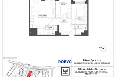 Rzut - Mieszkanie na sprzedaż 3 pokoje o powierzchni 62,14 m² - numer A.6M05 w WENDY