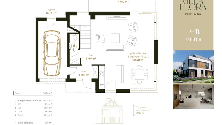 Rzut - Dom na sprzedaż 5 pokoi o powierzchni 191,28 m² - numer 8B w Villa Flora